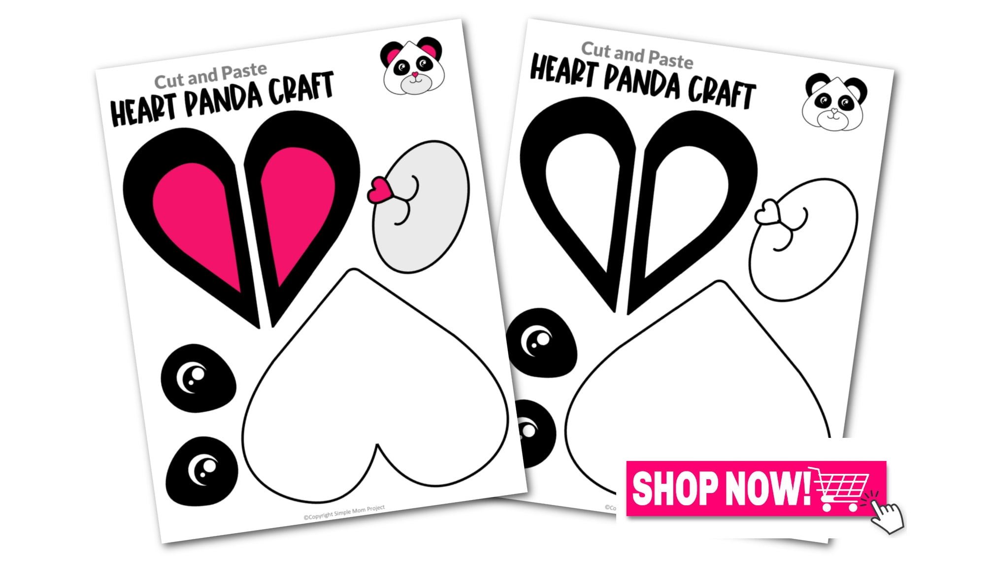 Printable Heart Panda Craft Template Simple Mom Project