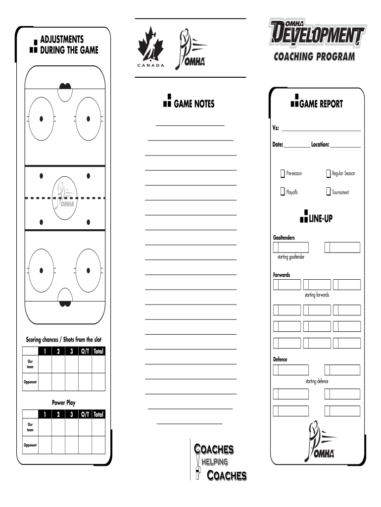 Printable Hockey Coach Game Card Fill Online Printable Fillable Blank PdfFiller