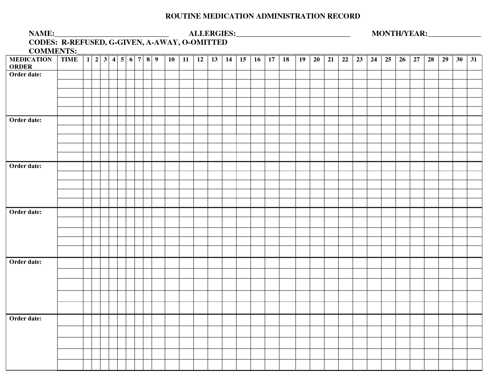 Printable Medication Administration Record Medication Administration Medication Chart Medication Chart Printable