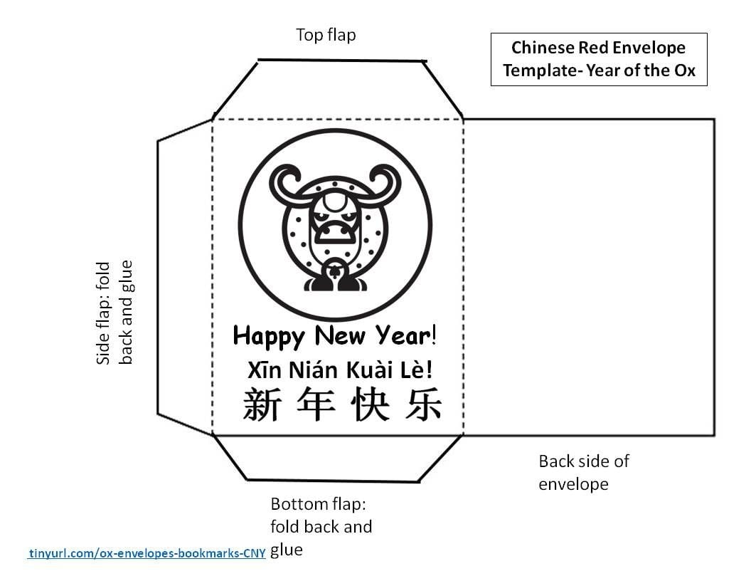 Printable Pattern For Red Envelope Year Of The Ox Red Envelope Chinese New Year Crafts Chinese Red Envelope