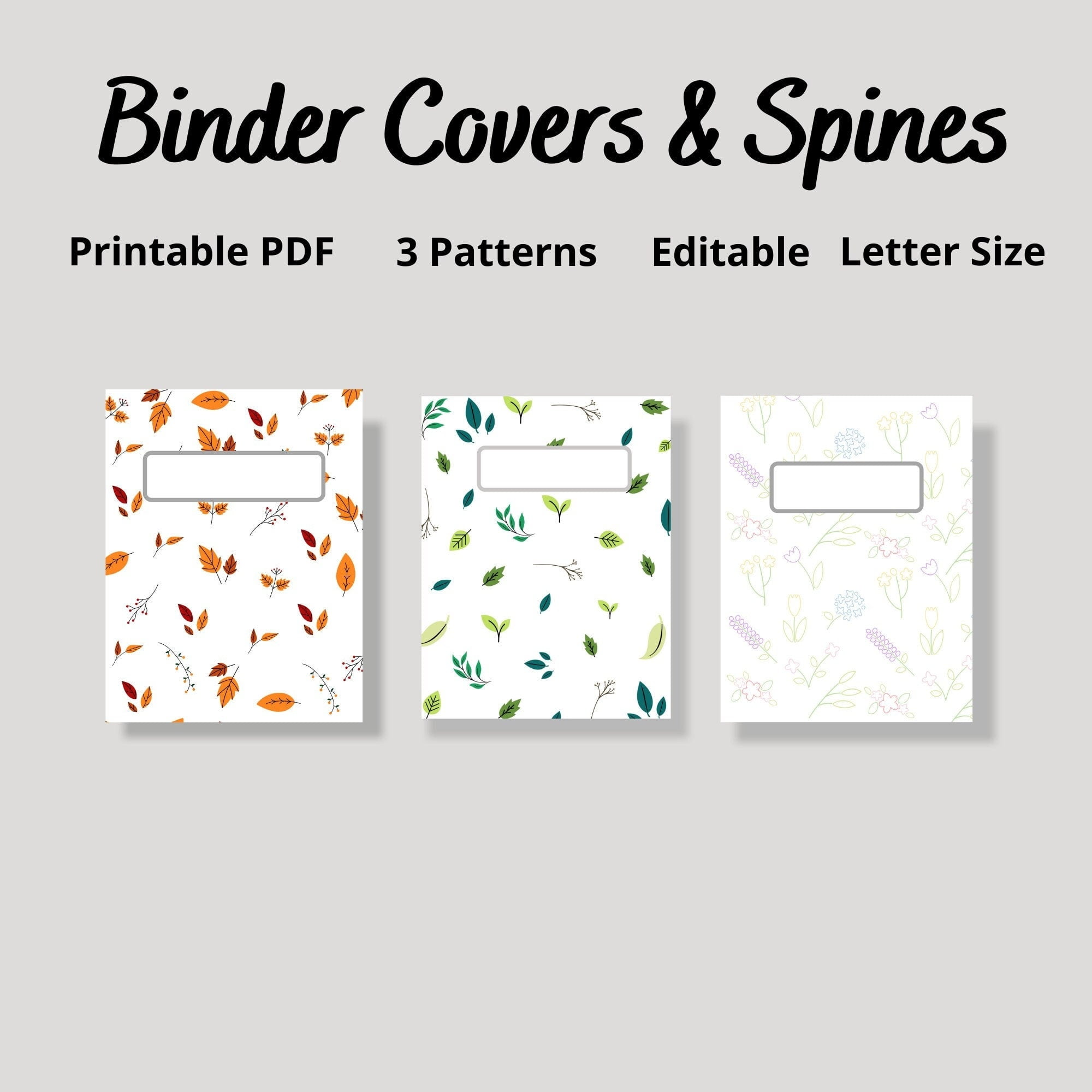 Printable PDF Binder Covers Divider Fronts Backs Spines Etsy