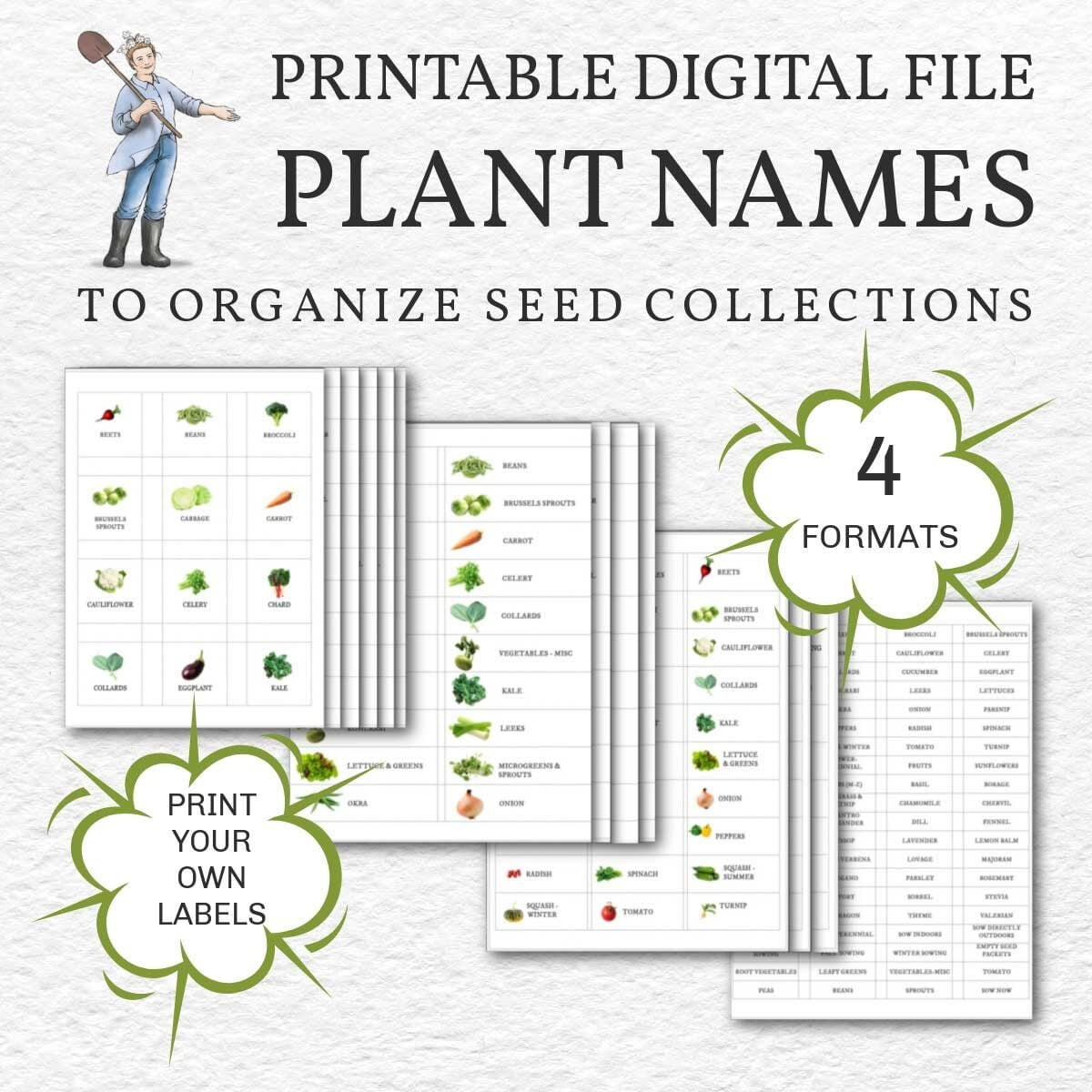 Printable Plant Name Label Files For Organizing Seeds More 