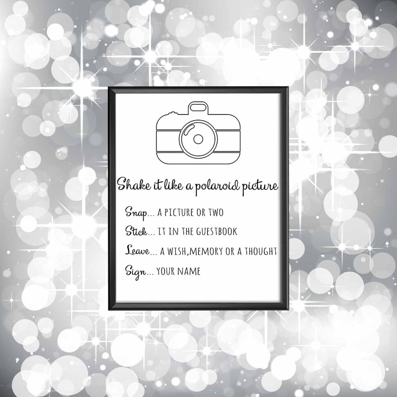 Printable Polaroid Guest Book Sign Shake It Like A Polaroid Picture Sign Photo Guestbook Polaroid Guest Book Sign Wedding Guest Book Sign Polaroid Guest Book