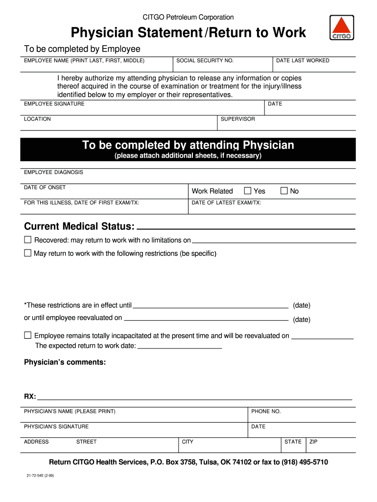 Printable Return To Work Form Pdf Fill Out Sign Online DocHub