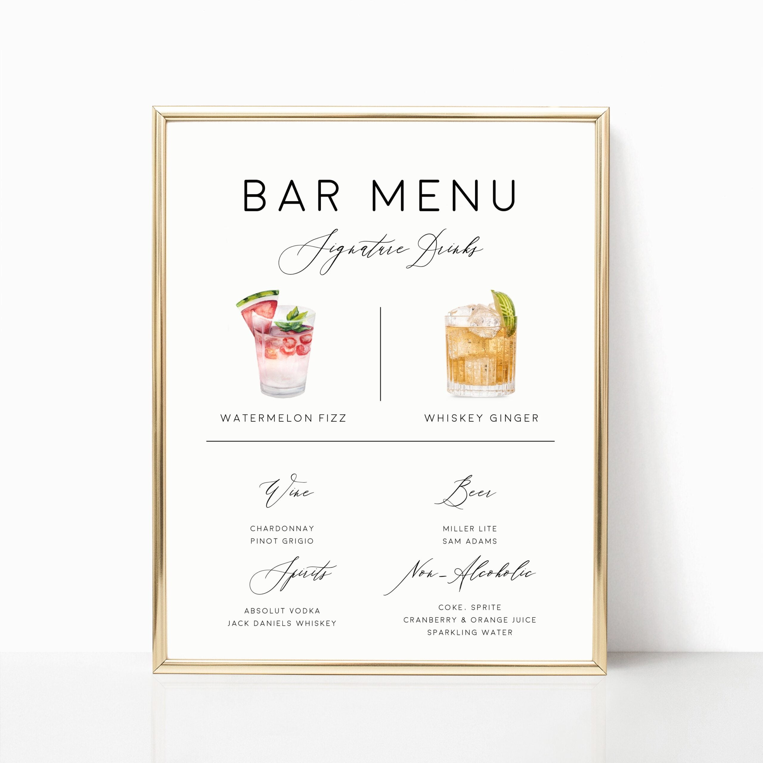 Printable Signature Drink Sign Template Free