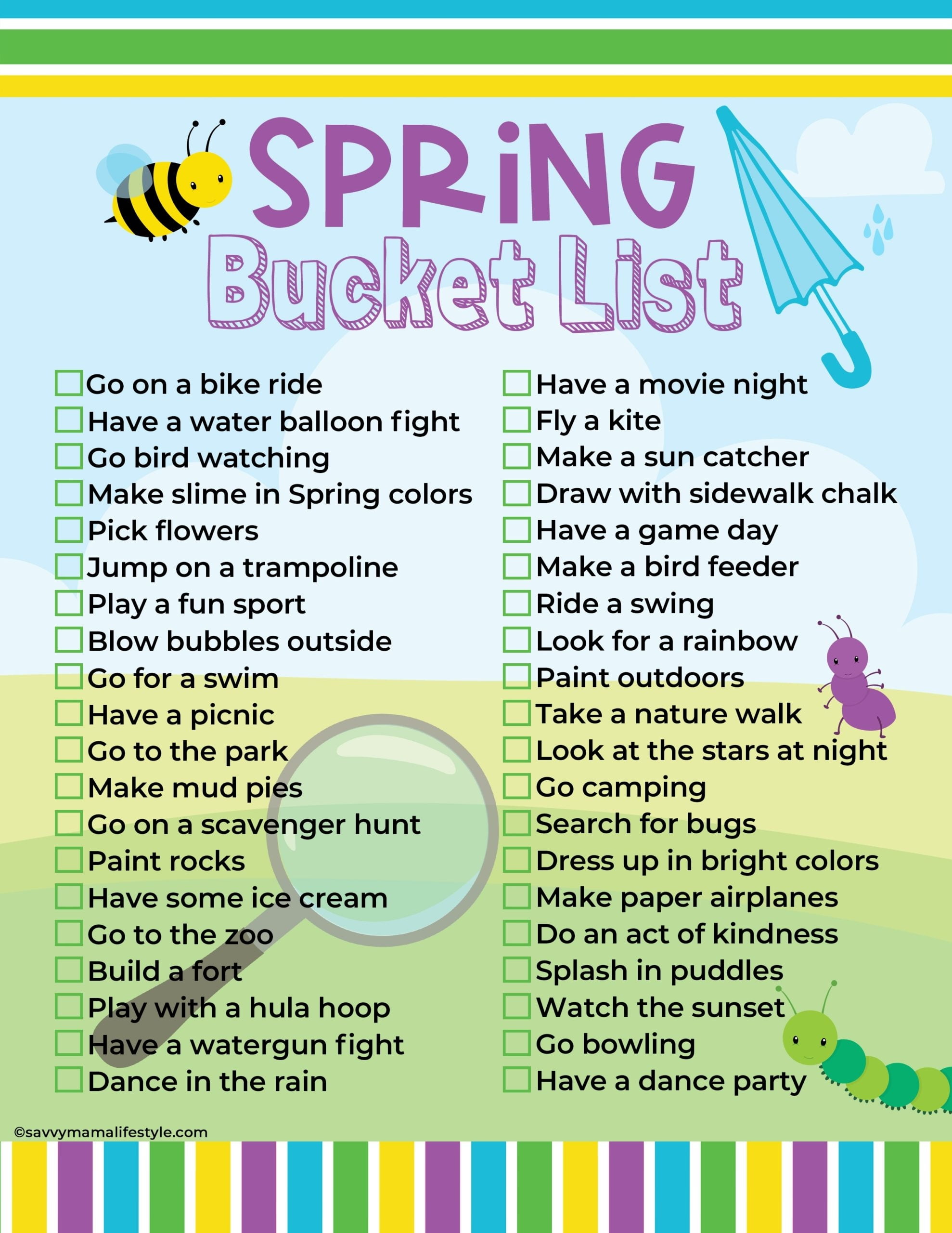 Spring Bucket List Printable