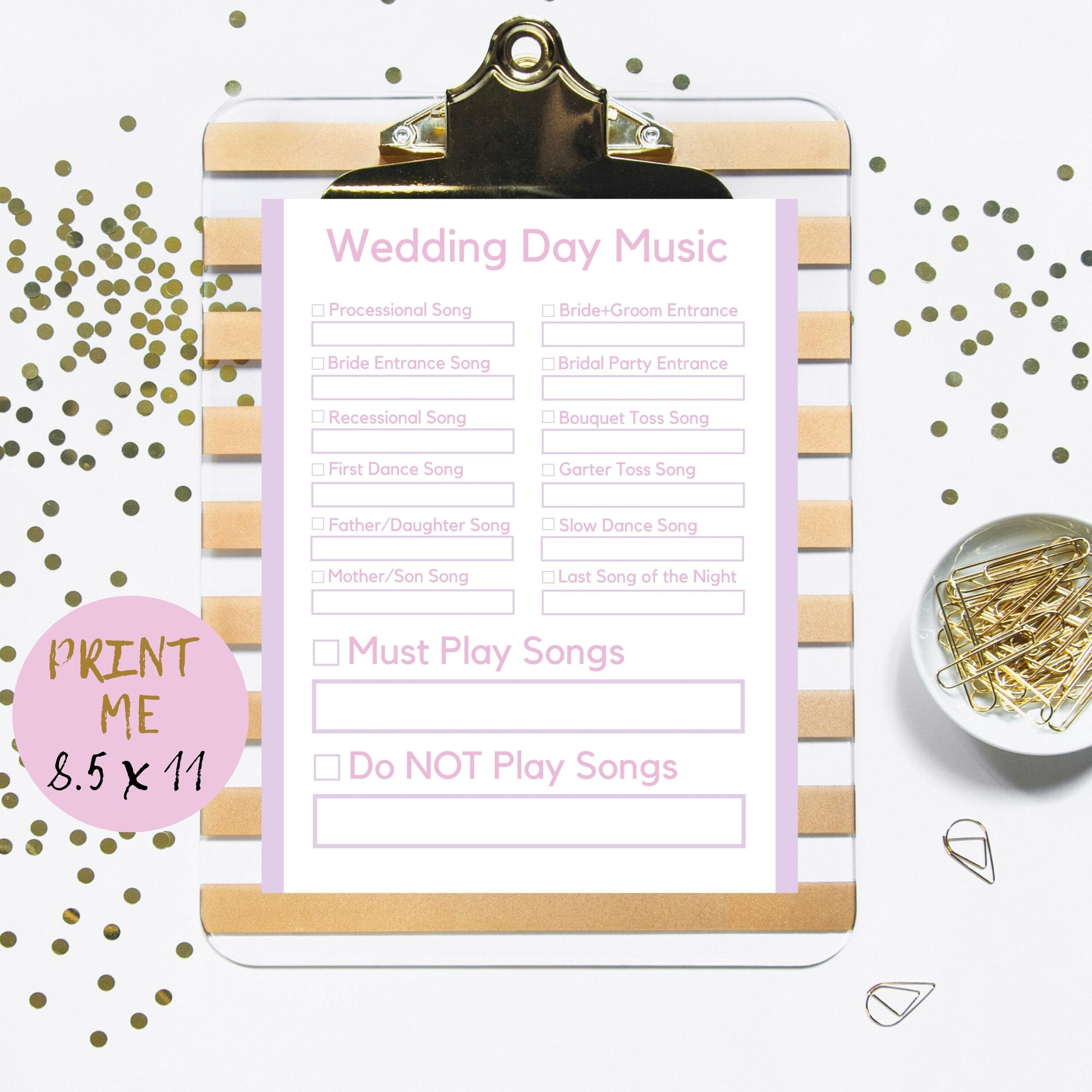 Printable Wedding Song List For Dj Template