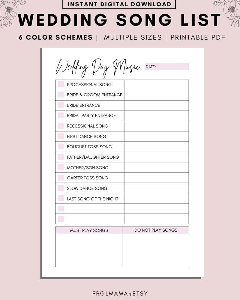 Printable Wedding Dj Checklist Template