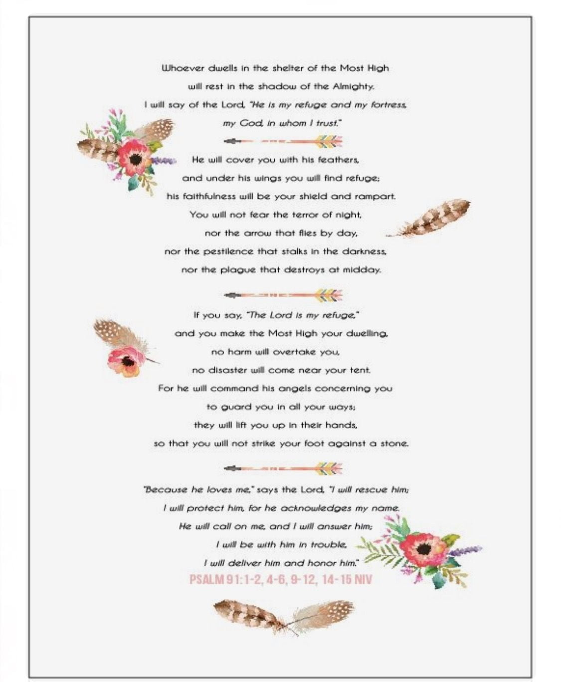 Psalm 91 God Will Send His Guardian Angels To Protect You Psalm 91 Printable Psalm 91 Psalms