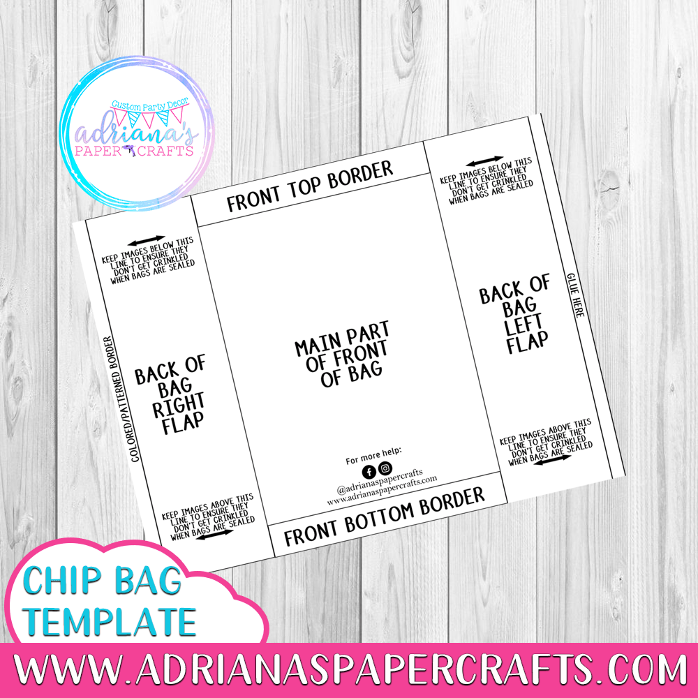 Downloadable Free Printable Chip Bag Template