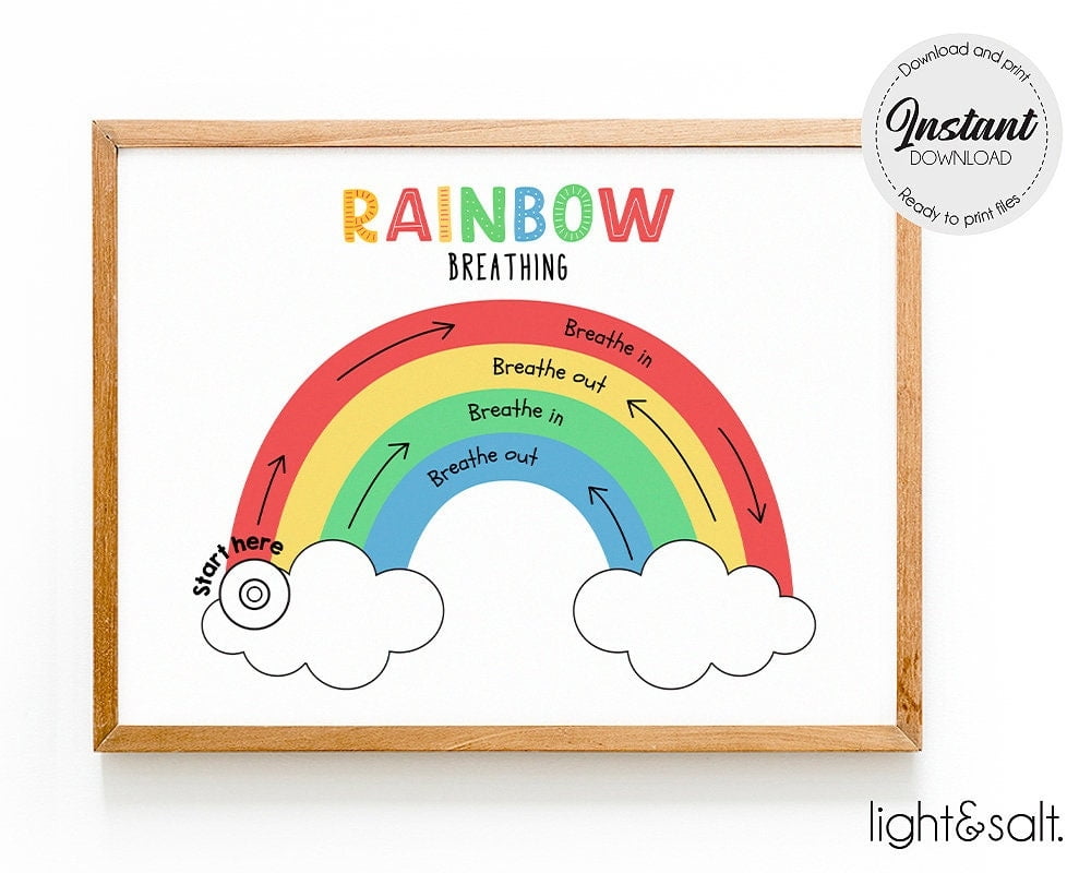 Rainbow Breathing Poster Mindfulness Breathing Calm Down Etsy de