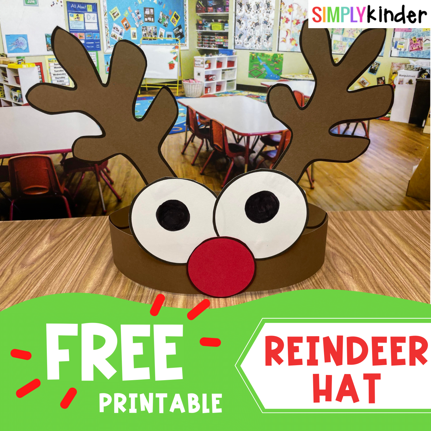 Reindeer Hat Free Printable Simply Kinder