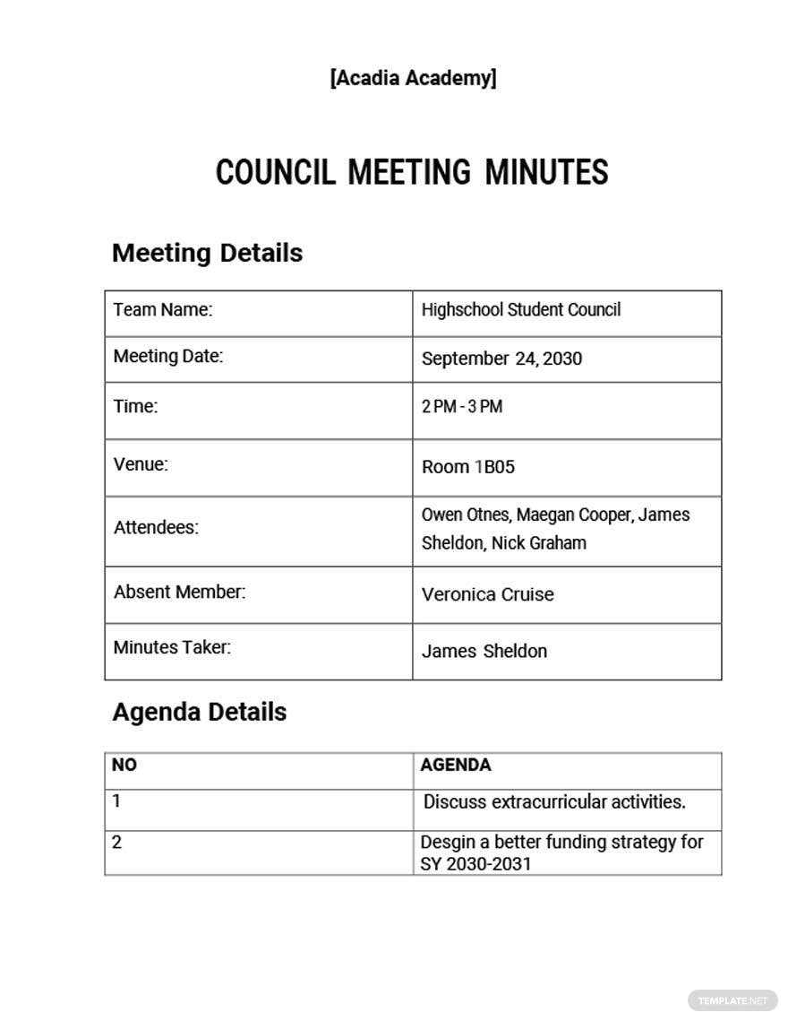 Resident Council Meeting Minutes Template Google Docs Word Apple Pages Template
