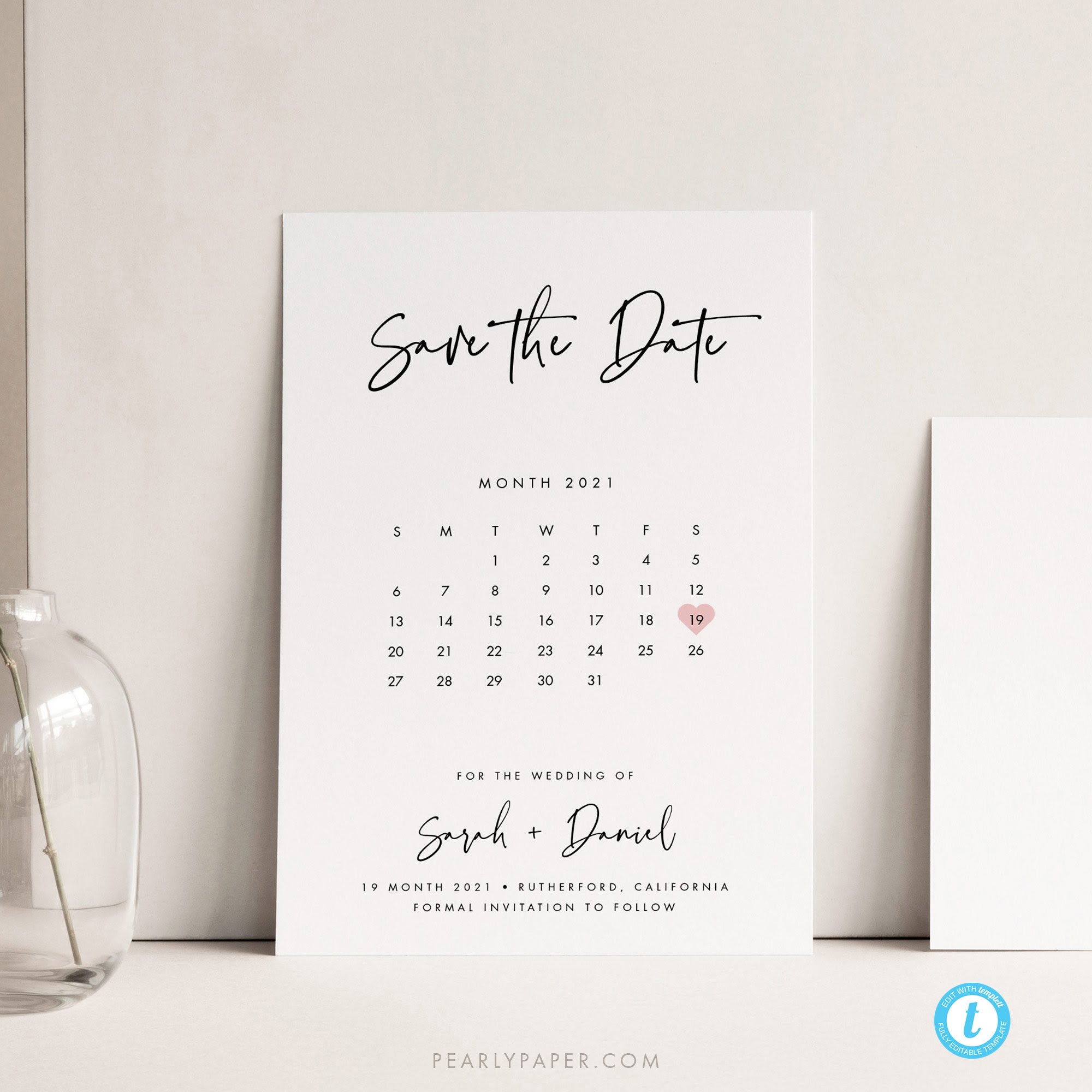 Save The Date Template Calendar Wedding Printable Save Our Etsy de