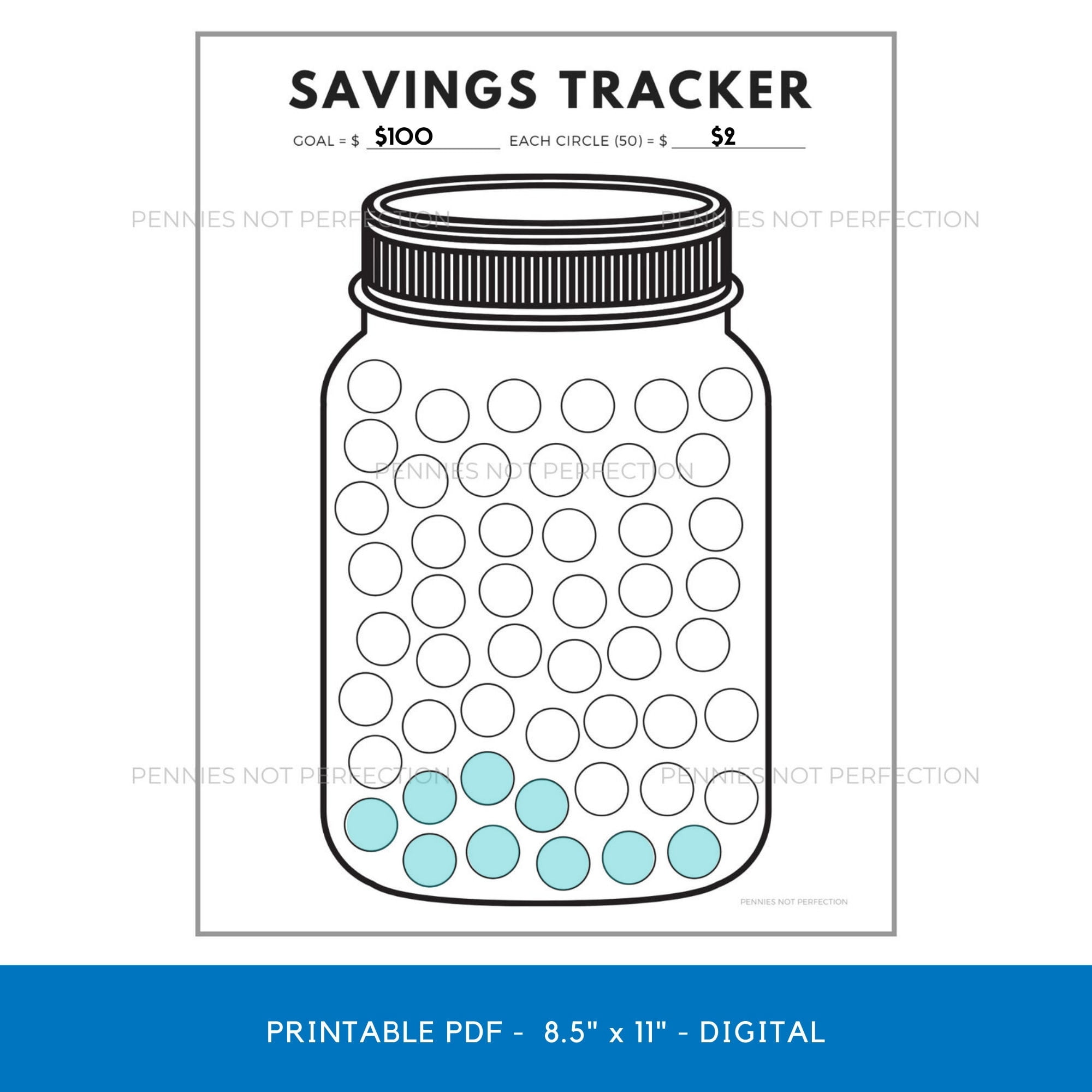Savings Jar Printable Savings Tracker Digital Savings Jar Etsy sterreich