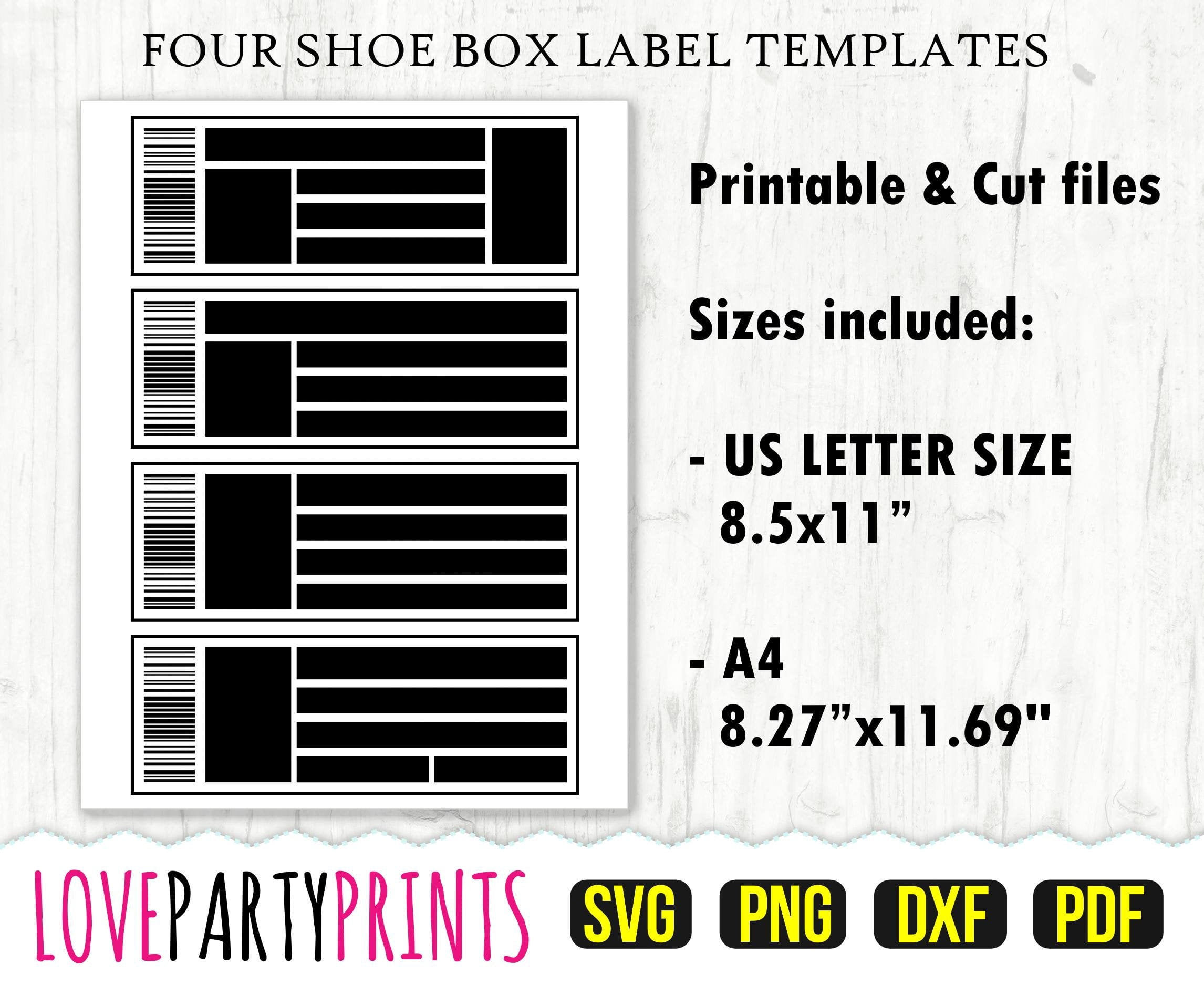 Schuhbox Label Template SVG PDF Png Dxf Vier Template Etsy de