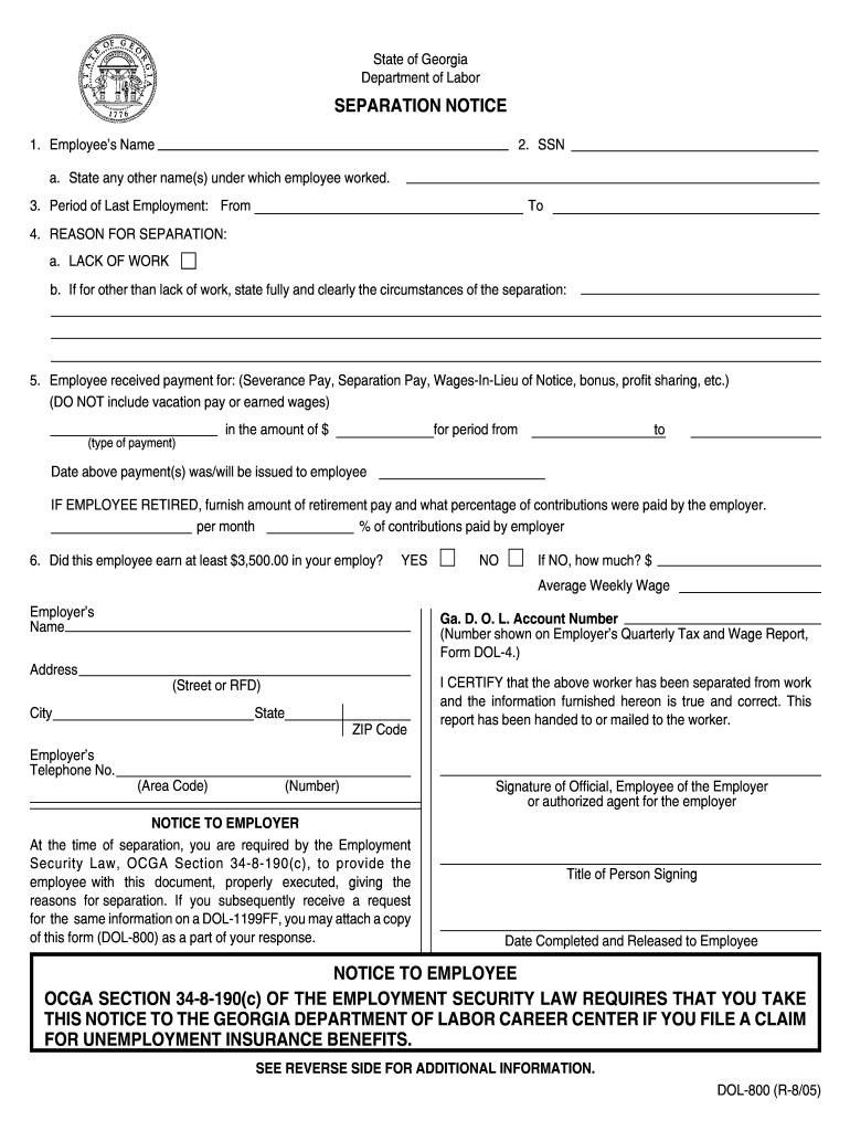 Separation Notice Fill Out Sign Online DocHub