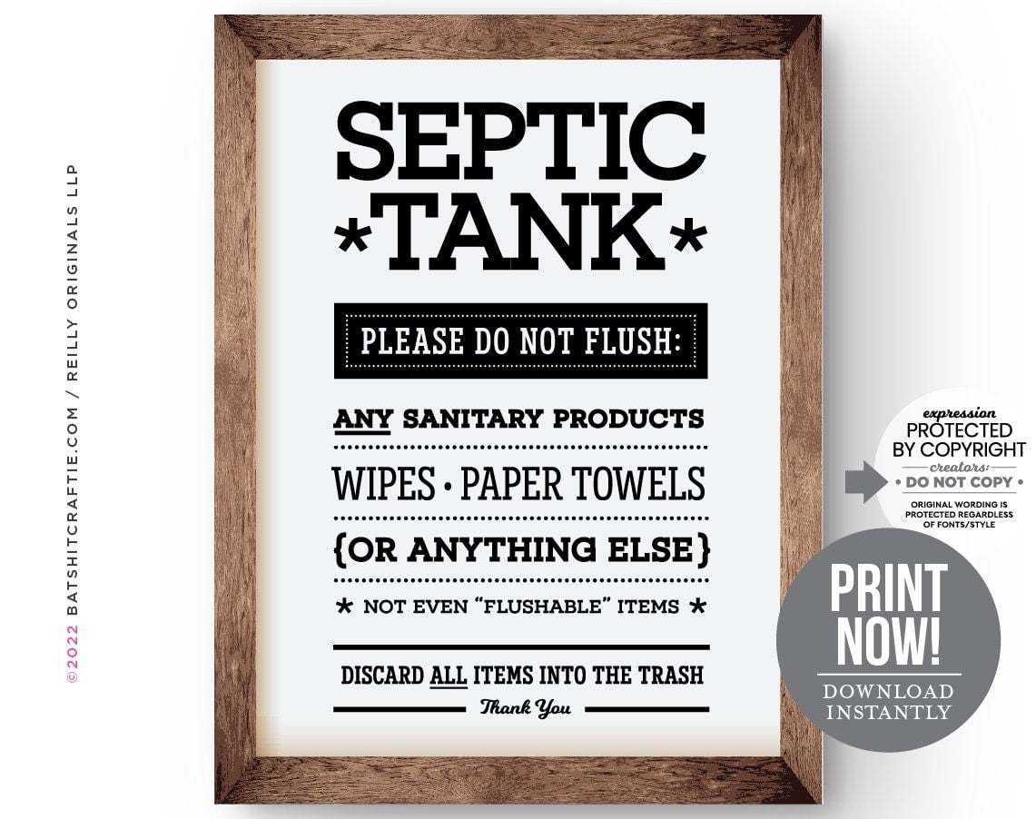 Septic Tank Bathroom Sign INSTANT DOWNLOAD PRINTABLE System Do Etsy de