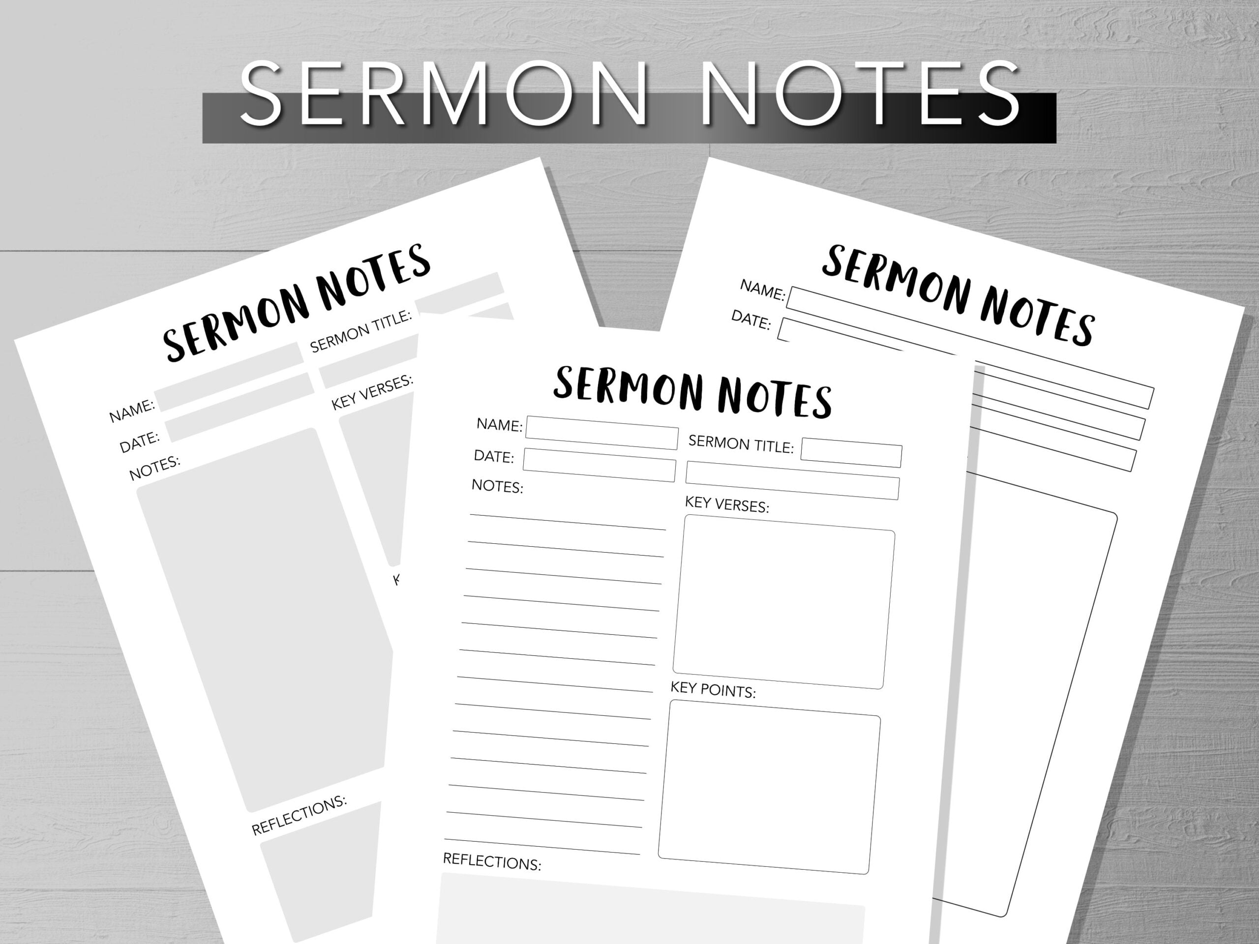 Sermon Notes Printable Sermon Notes For Adults Church Etsy