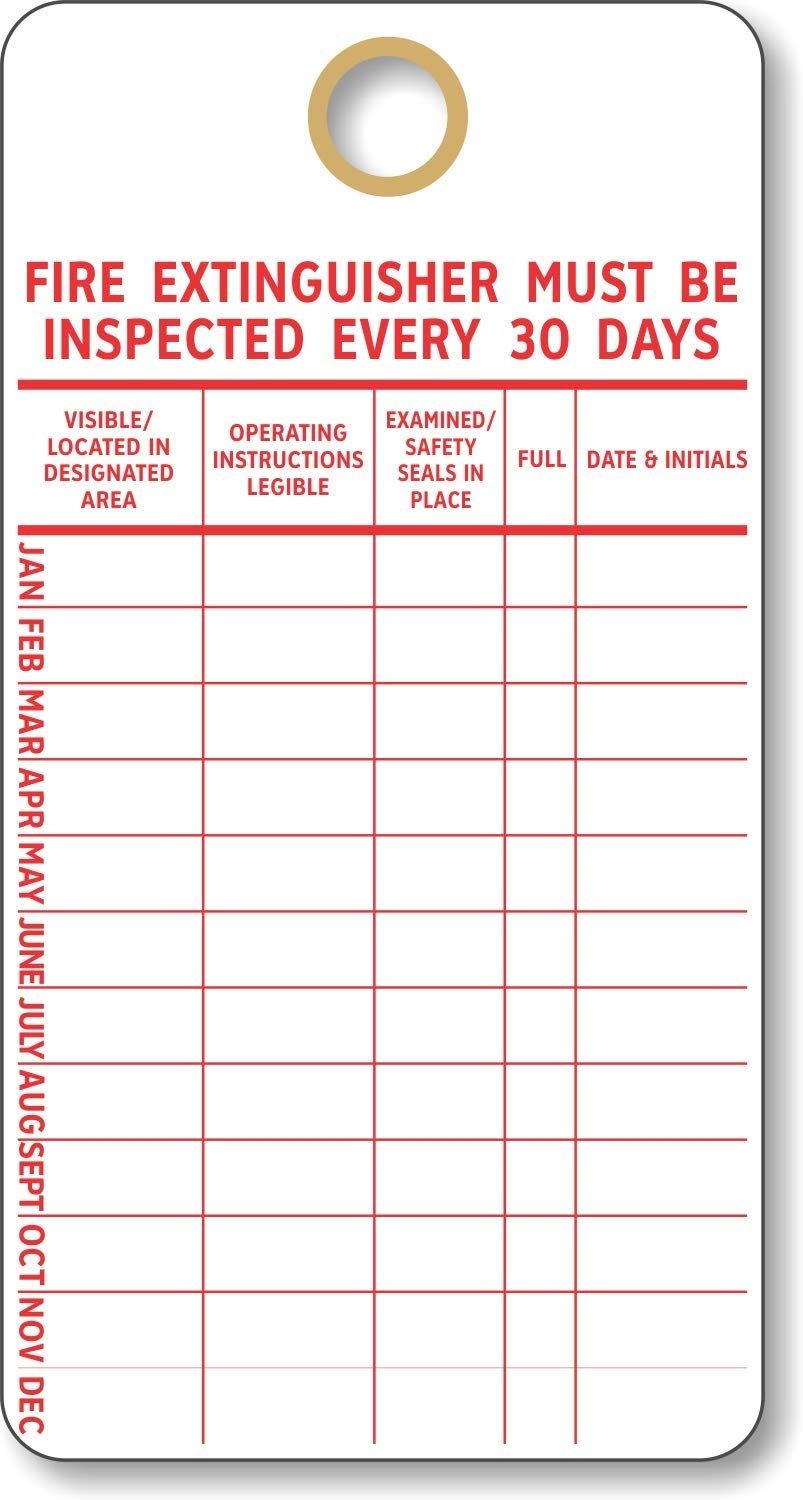 SmartSign Fire Extinguisher Monthly Maintenance Tags 3 X 5 75 Cardstock Pack Of 100 Amazon ca Office Products