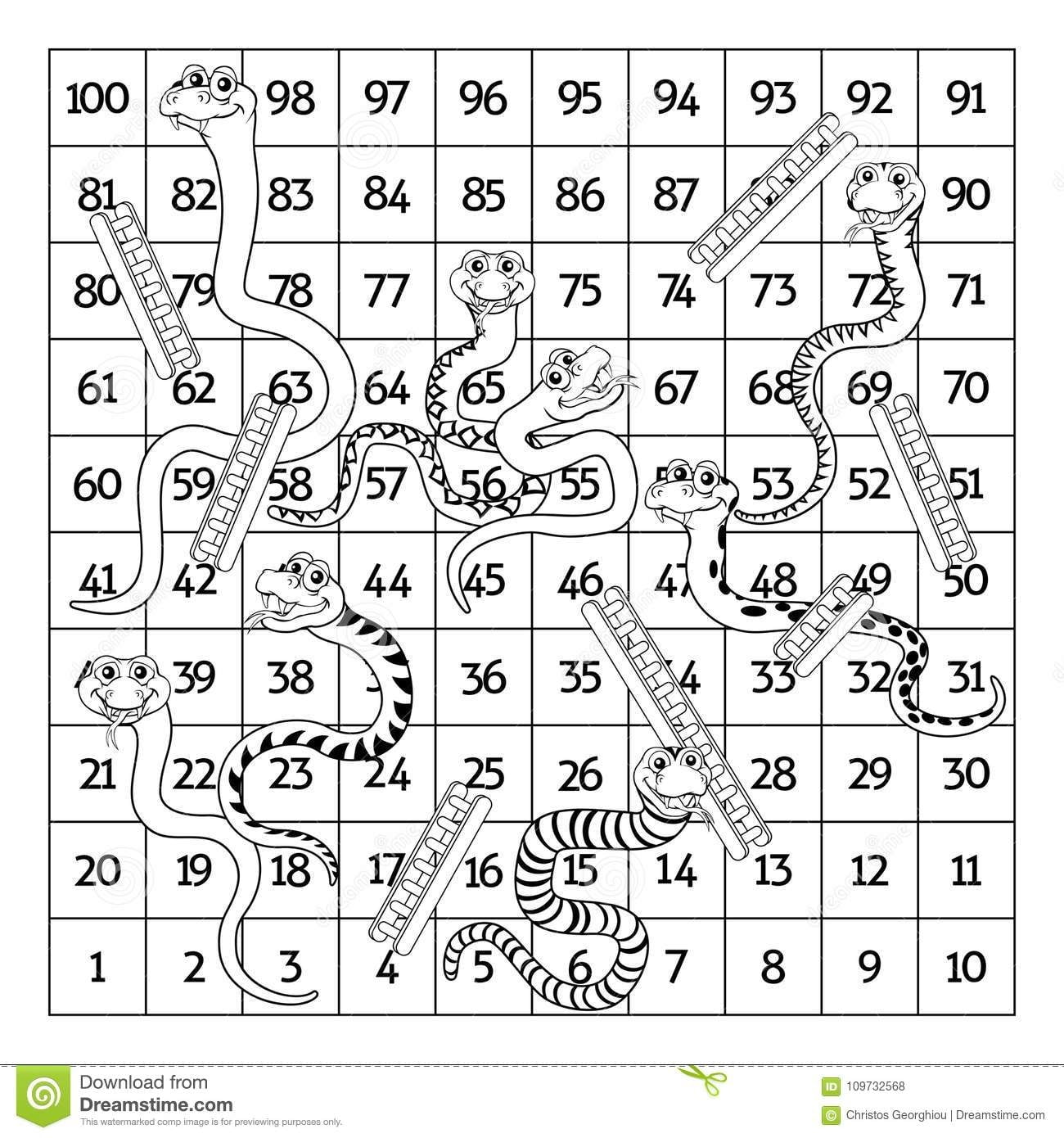 Snakes And Ladders Board Game Template Printable