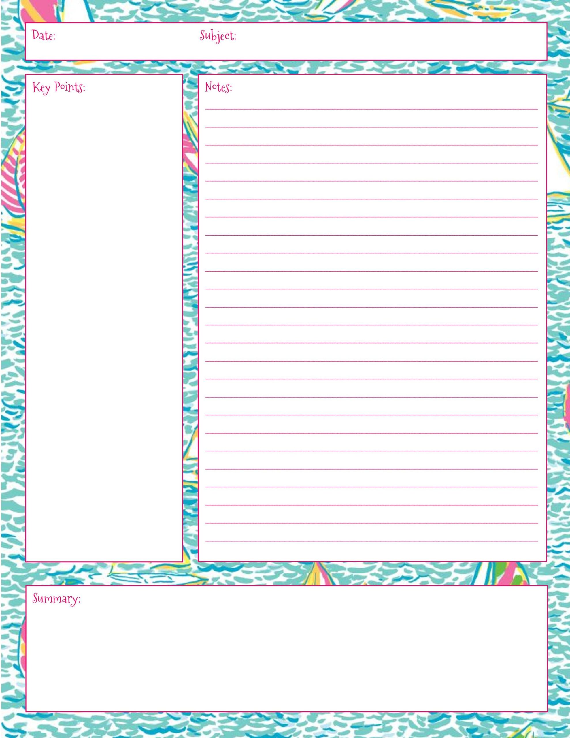 Cute Printable Notes Template