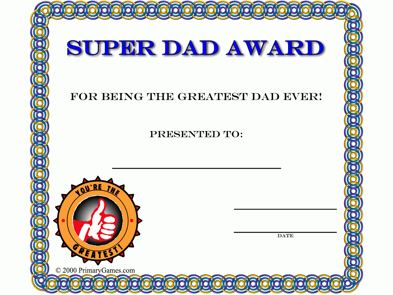Printable Super Dad Template