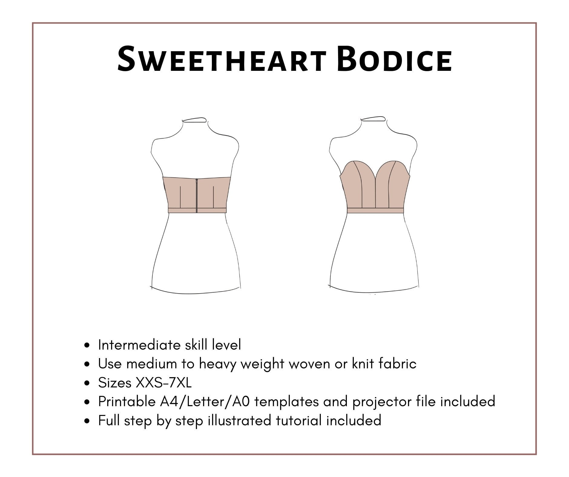 Sweetheart Bodice Pattern Women s PDF Printable And Etsy de