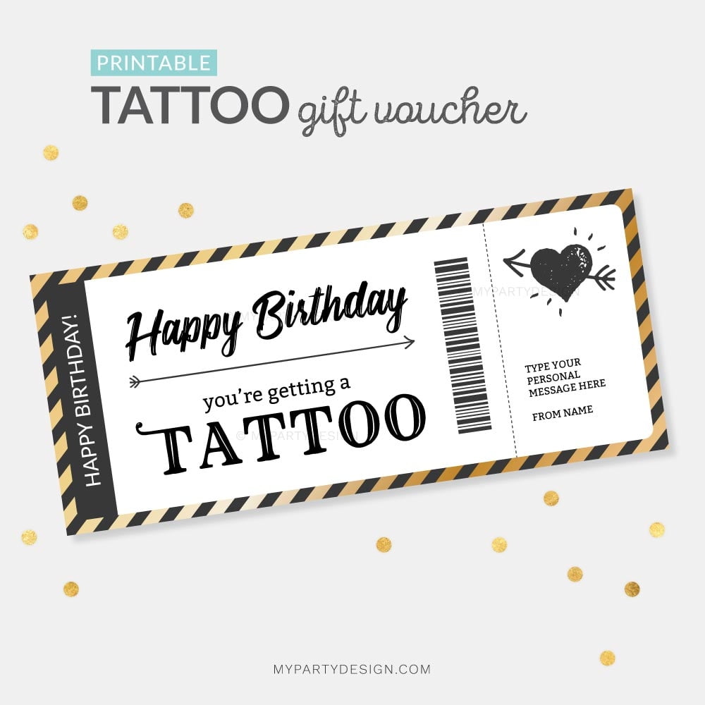 Tattoo Voucher Template Printable File My Party Design