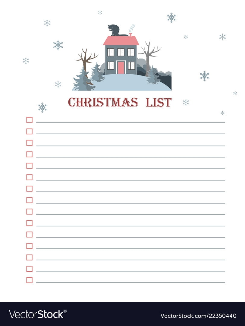 Template For Christmas To Do List With Flat Vector Image