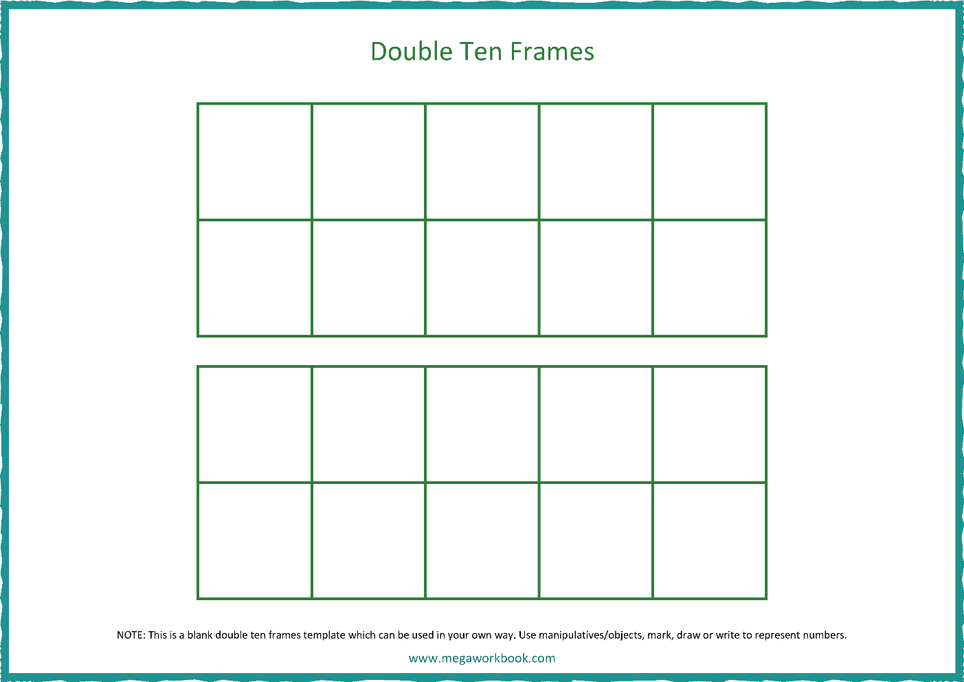 Ten Frame Template Blank Ten Frames Double Ten Frames MegaWorkbook