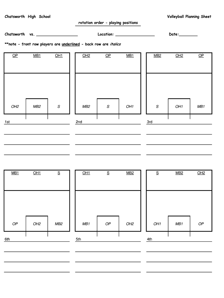Texas Printable Volleyball Rotation Sheets Fill Out Sign Online DocHub