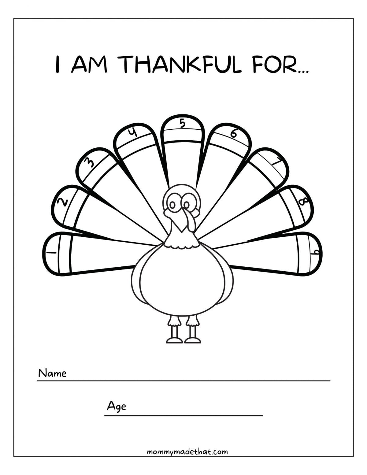 Thankful Turkey Printable