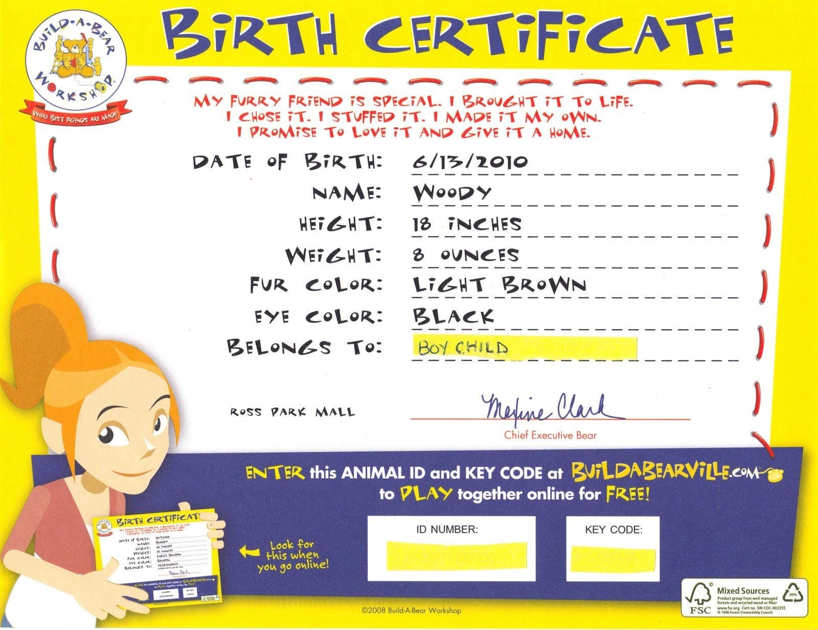 The Astounding Build A Bear Birth Certificate Build A Bear Bear Certificate With Regard Birth Certificate Template Birth Certificate Certificate Templates