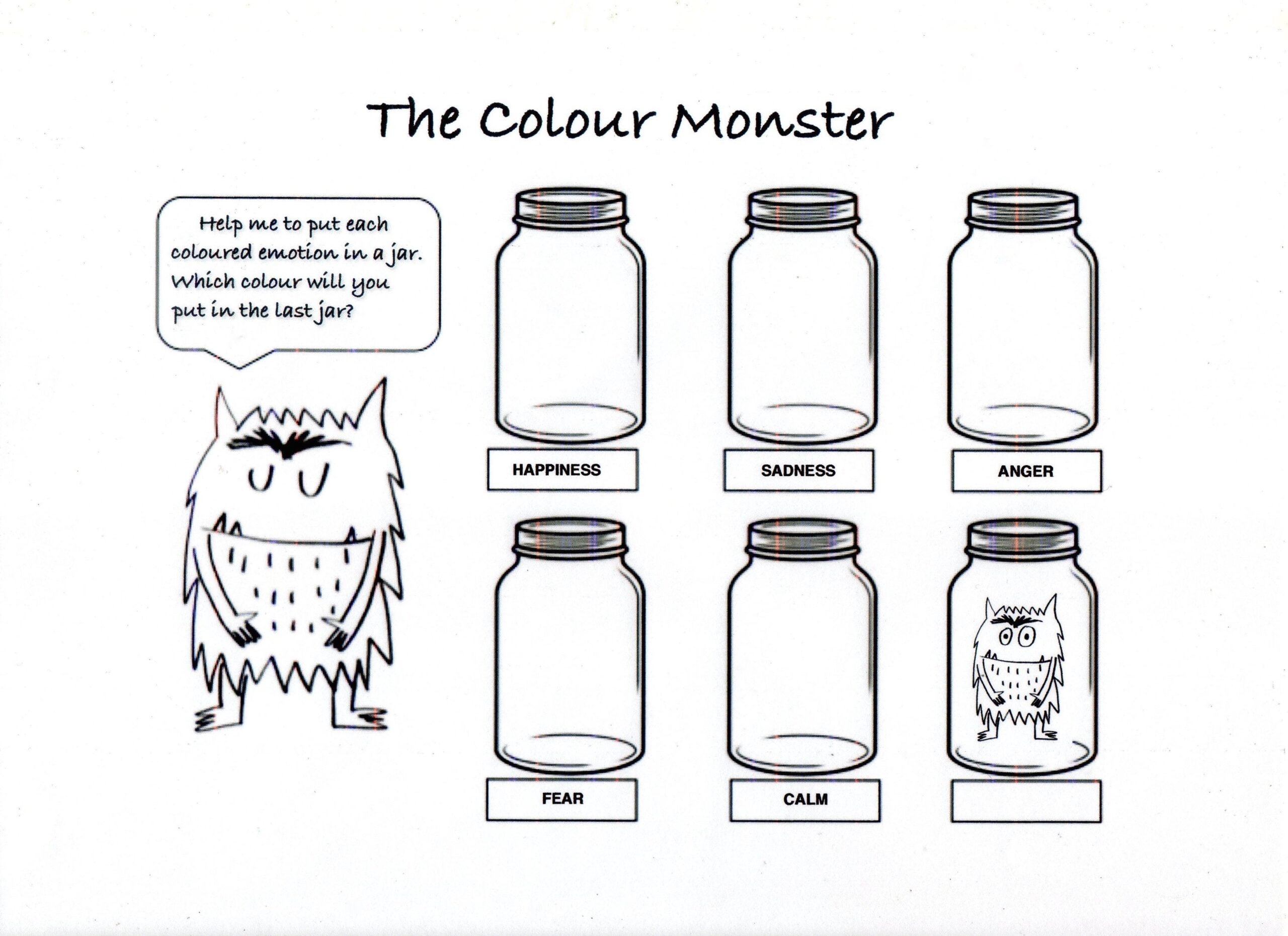 The Colour Monster Fun Printable Colouring Sheet With Activity Monster Activities Feelings Activities Social Emotional Activities