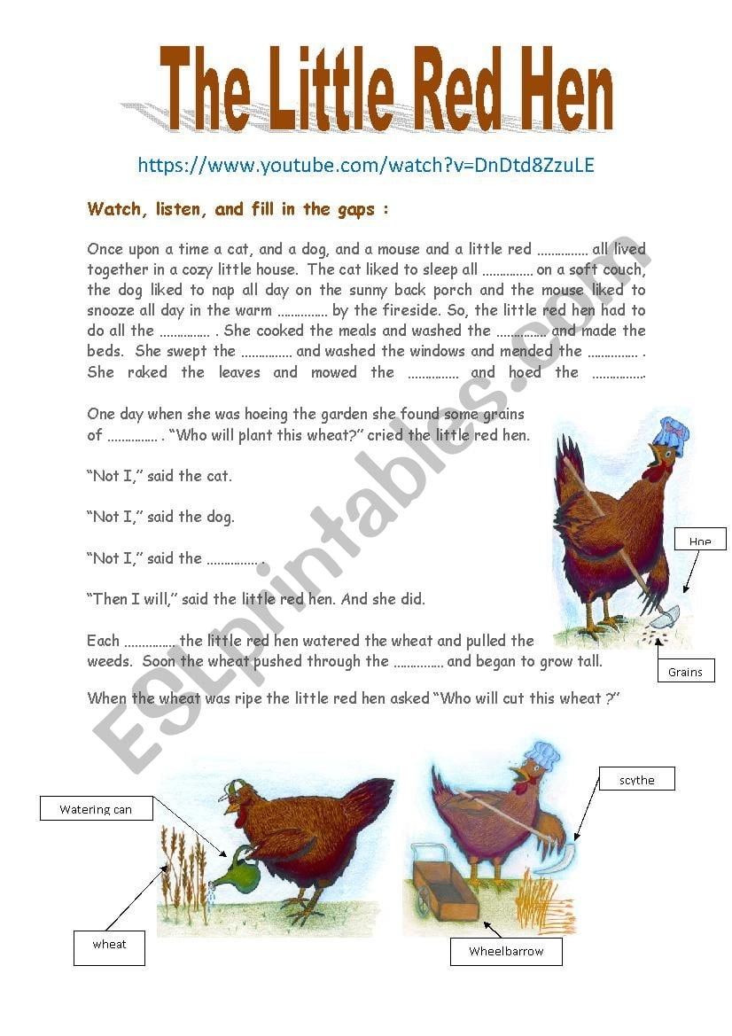 The Little Red Hen Story Printable Free