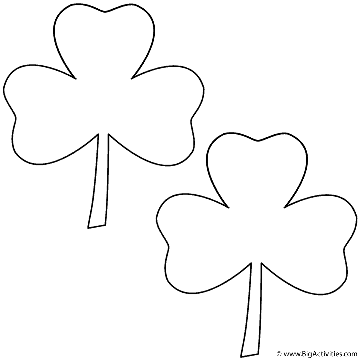 Three Leaf Clovers 2 Clovers Coloring Page St Patrick s Day 