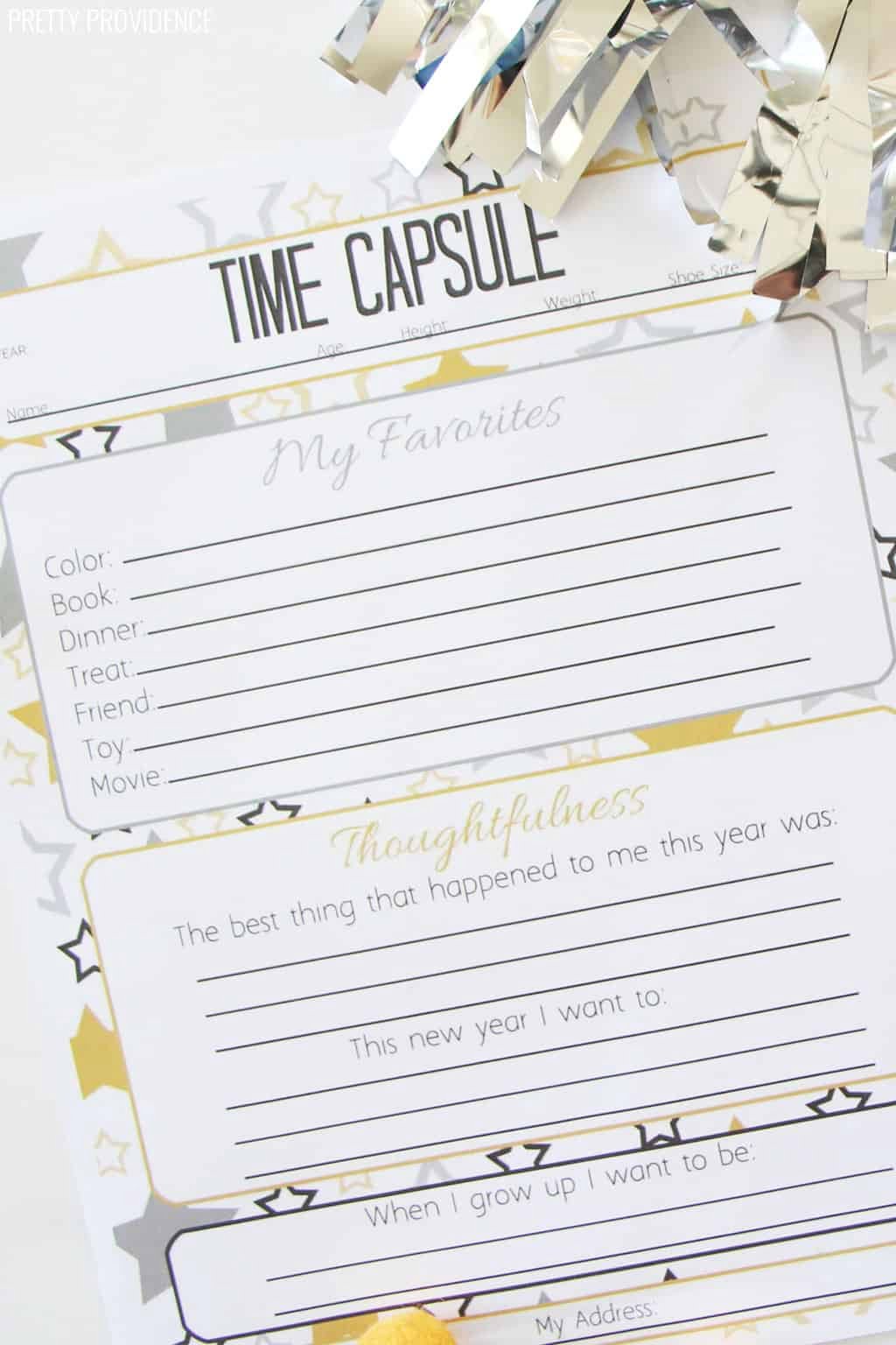 Free Printable Time Capsule Template