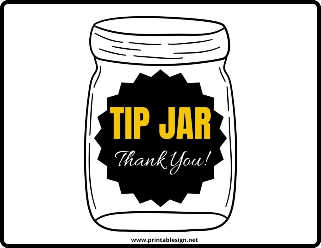 Tip Jar Sign Sample FREE Download