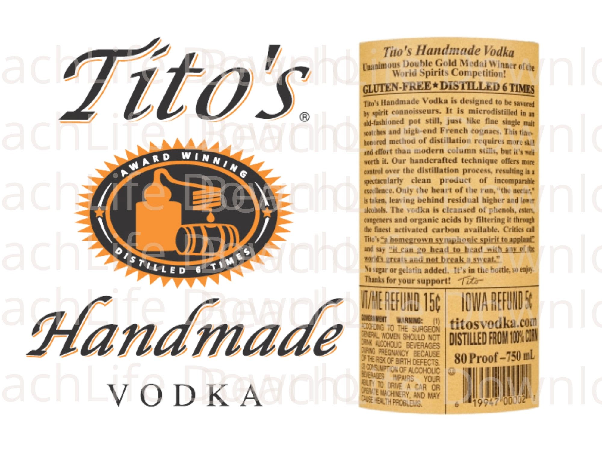 Tito s Vodka Label Front And Back Label PNG Etsy