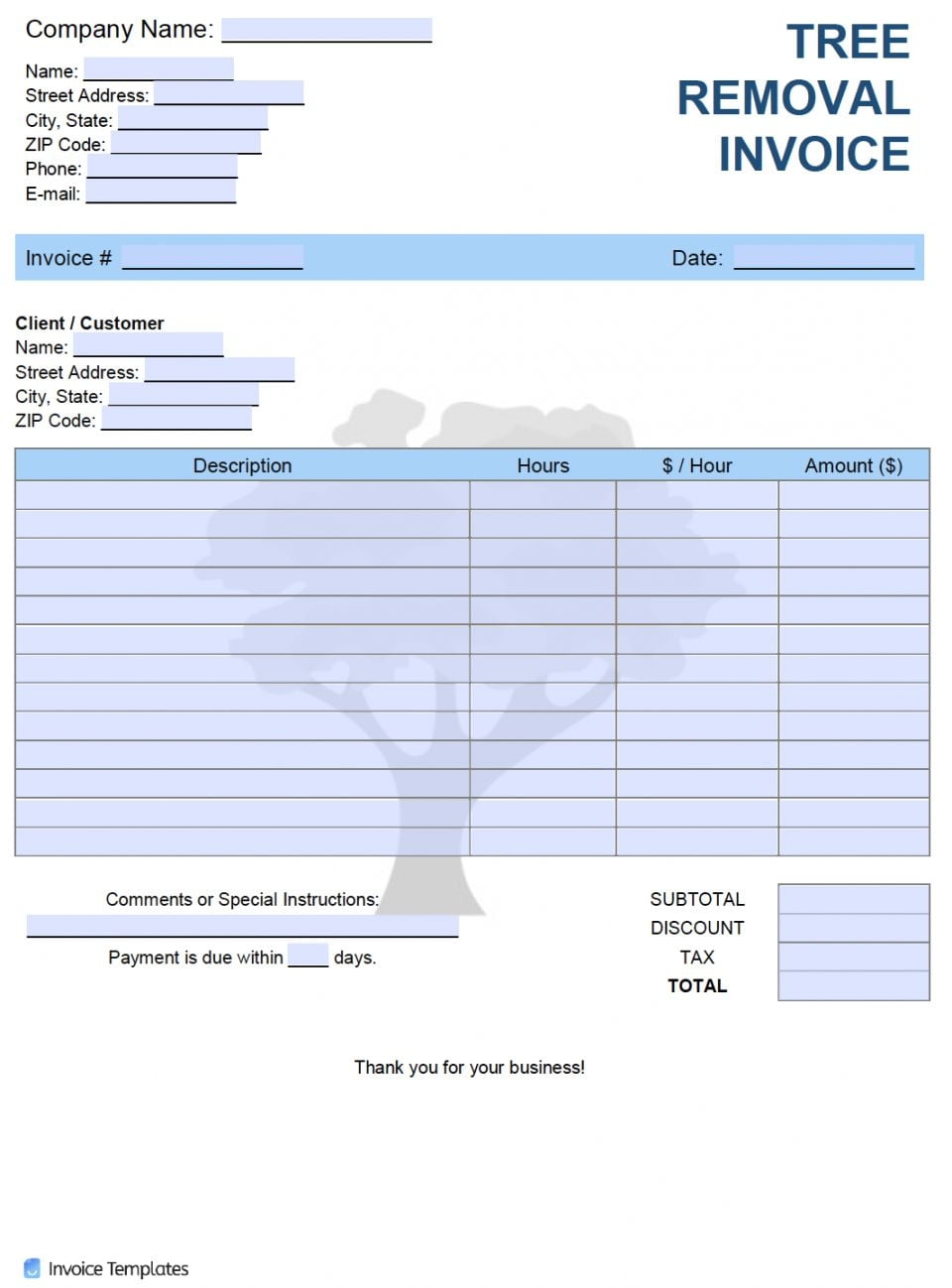 Tree Trimming Estimate Template Estimate Template Invoice Template Contract Template