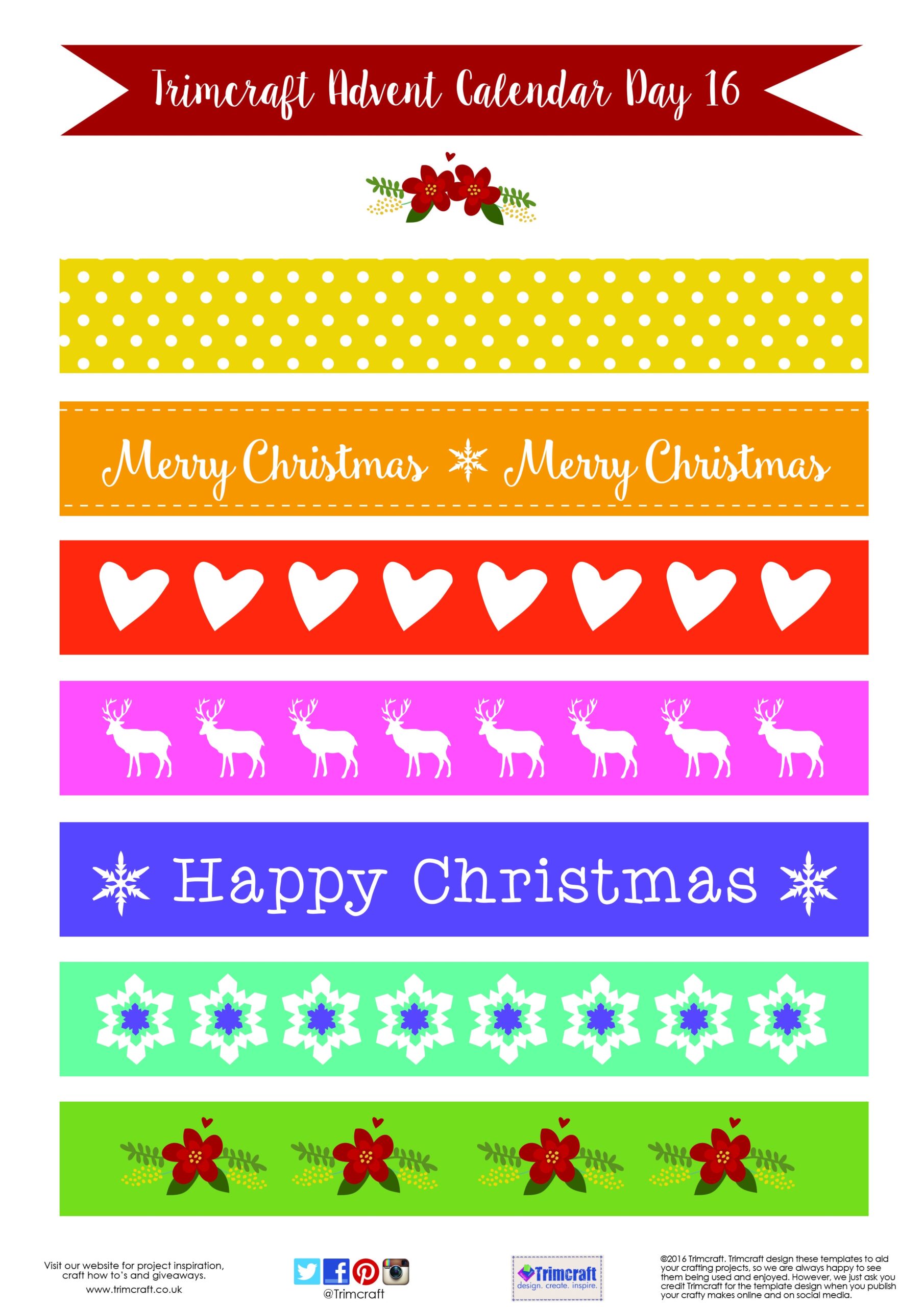 Trimcraft Advent Calendar Day 16 Free Printable Paper Chain Template Christmas Paper Chains Paper Chains Templates Printable Free