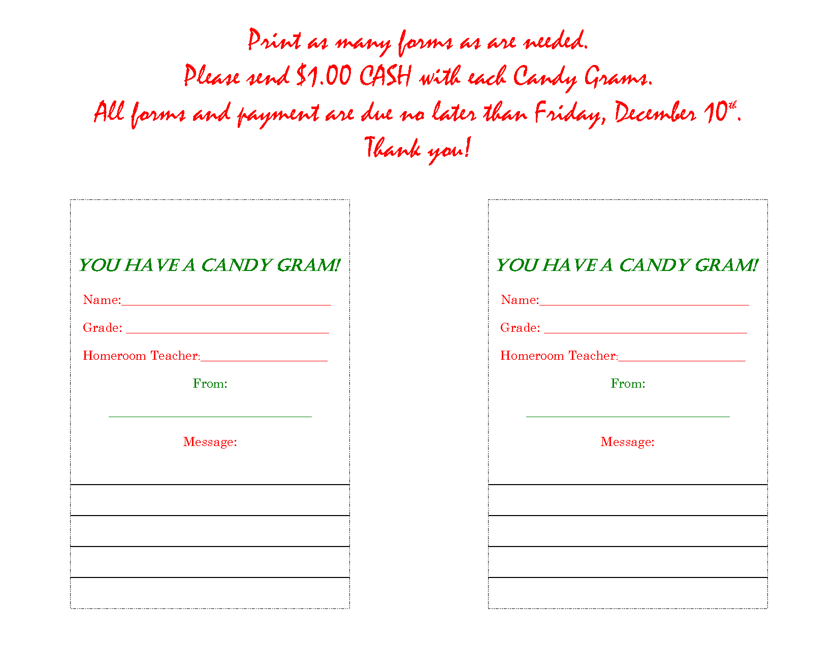 Printable Customizable Candy Gram Template