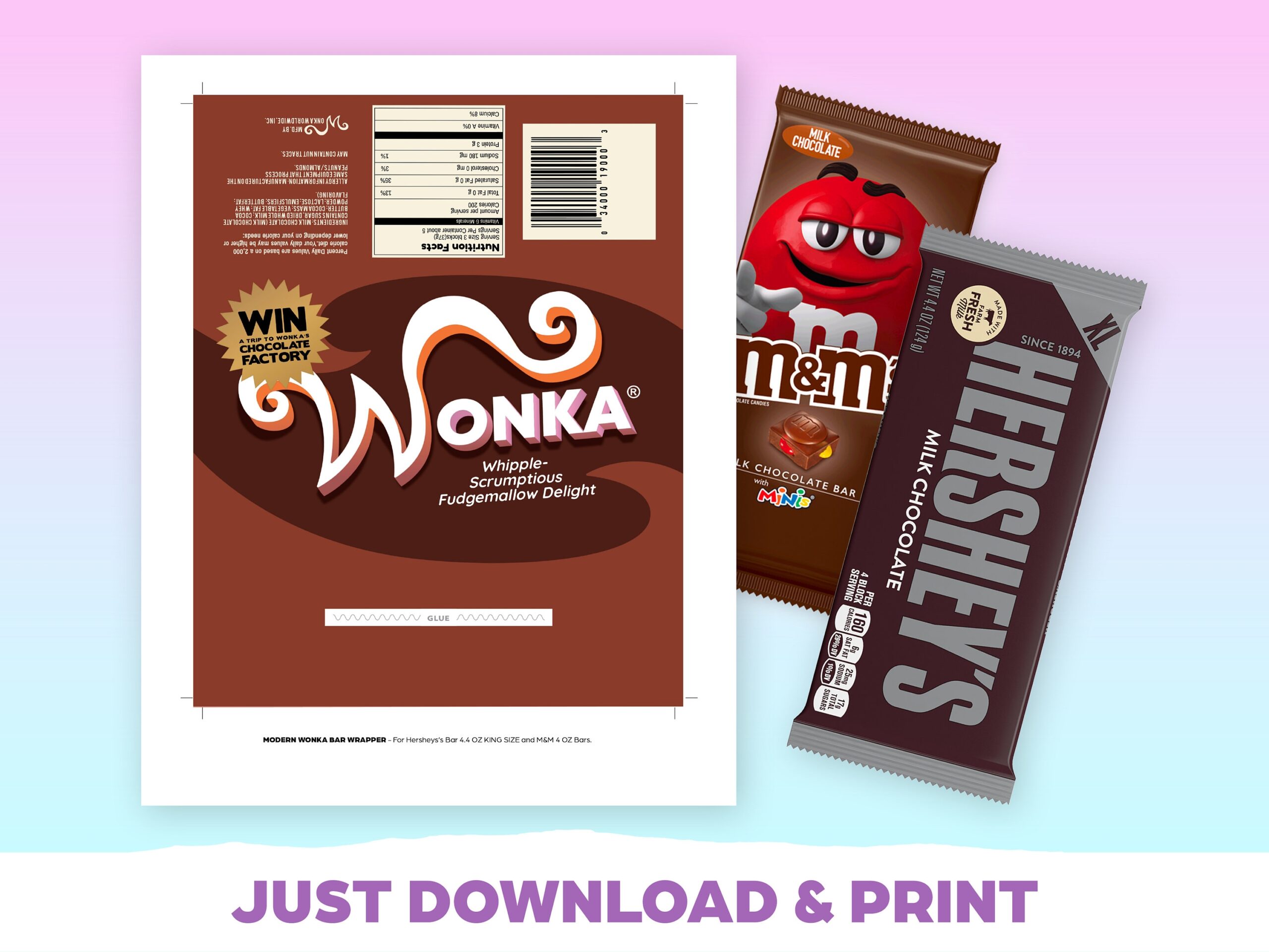 Wonka Bar Wrap Printable NOT EDITABLE Willy Wonka Etsy de