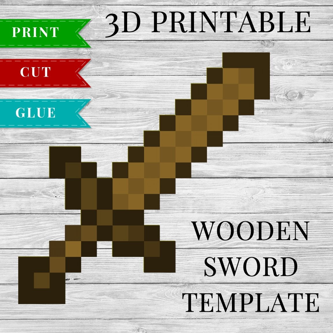 Wooden Sword Printable Minecraft Wooden Sword 3D Template