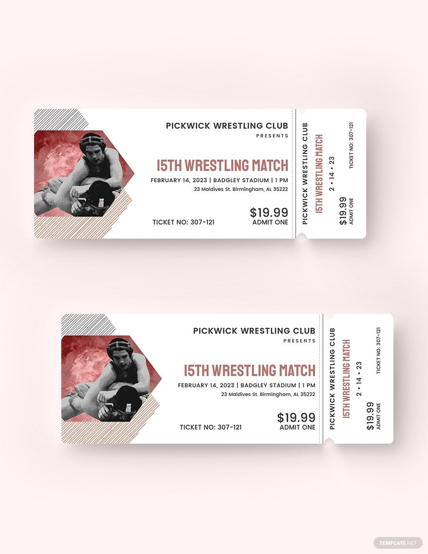 Wrestling Ticket Template Illustrator Word Apple Pages PSD Publisher Template