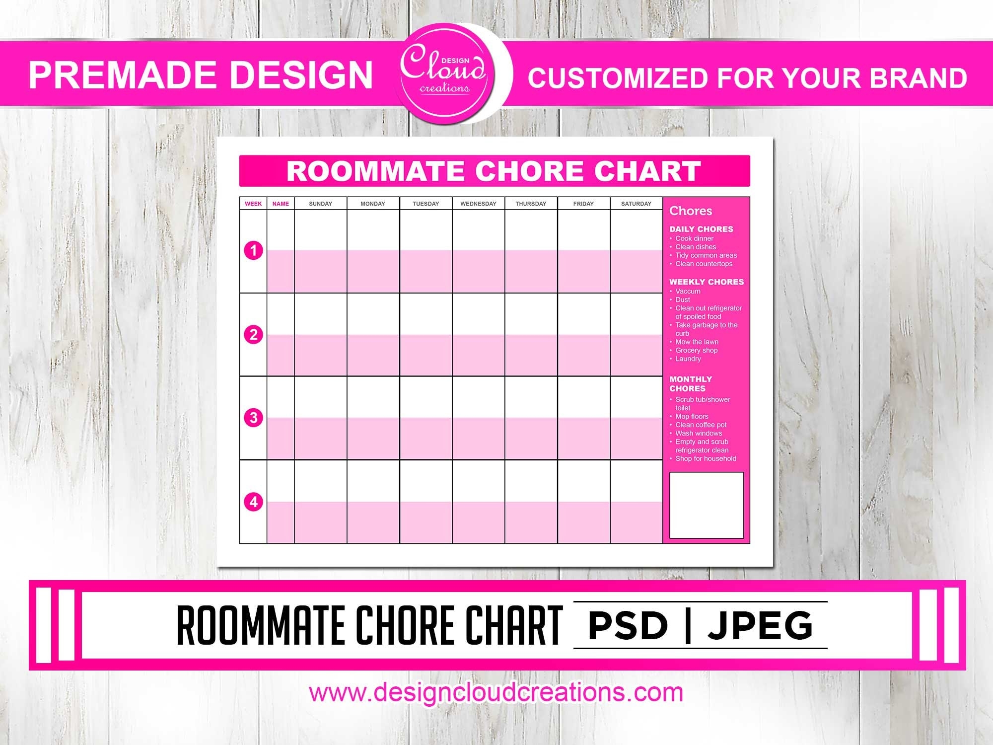 Printable Roommate Chore Chart Template