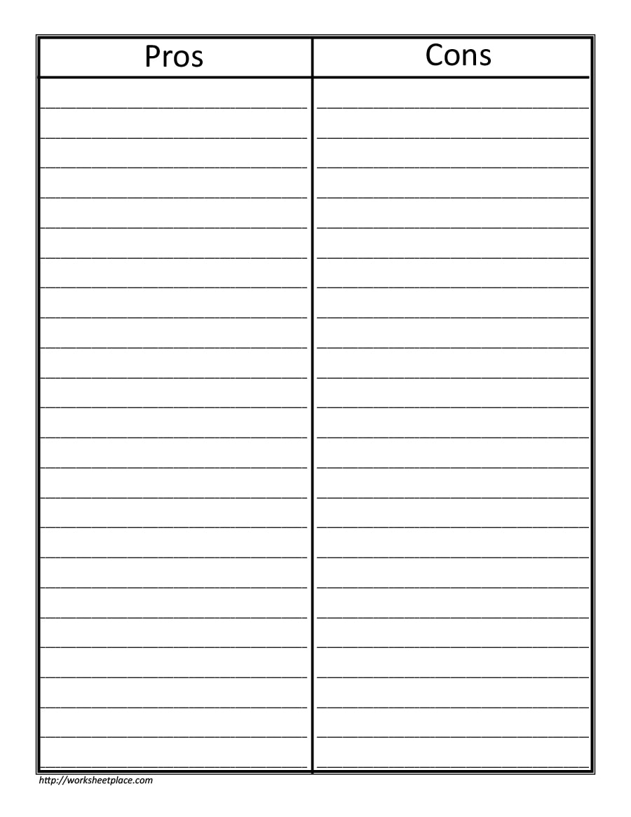 Printable Blank 2 Column Chart Template