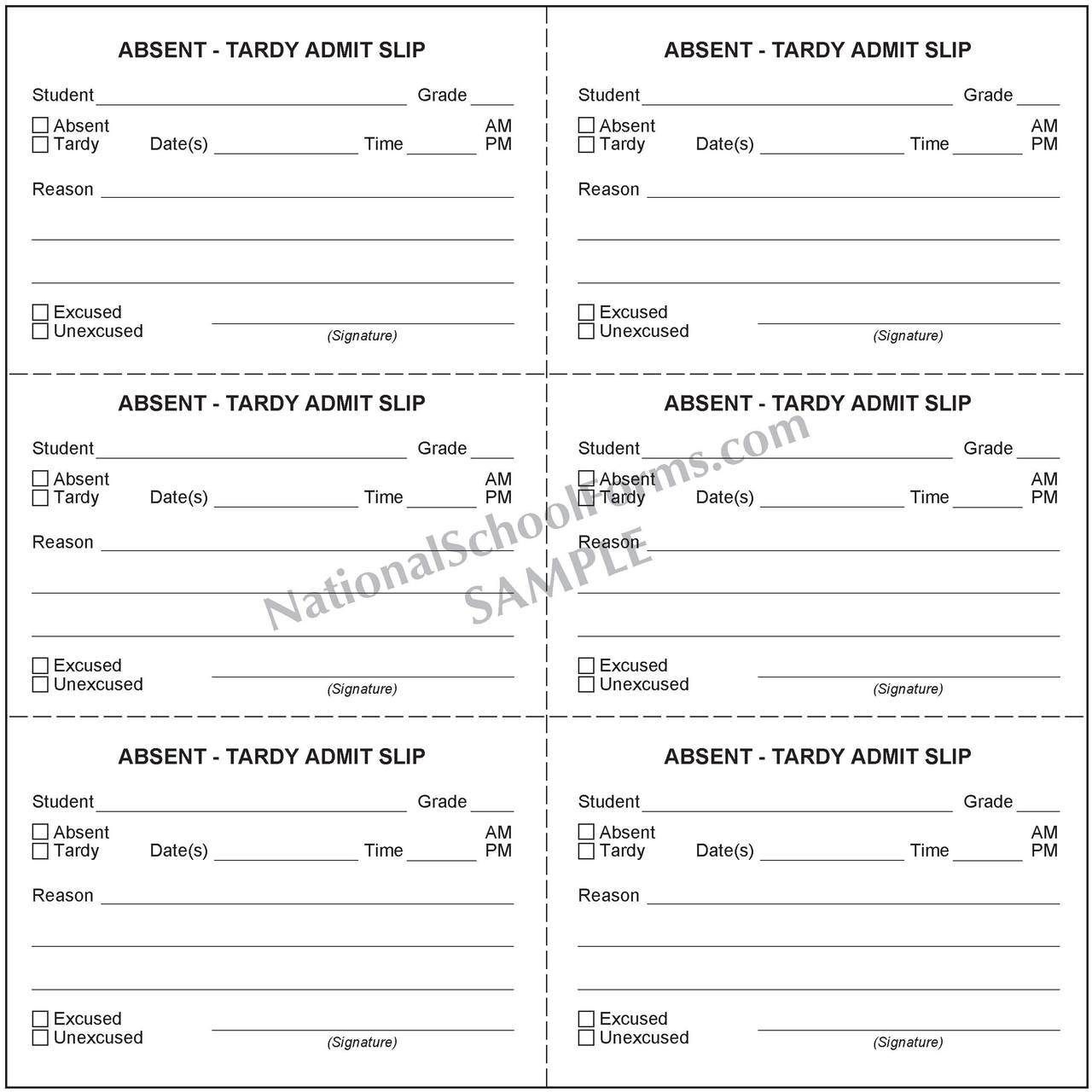 Free Printable Tardy Pass Template