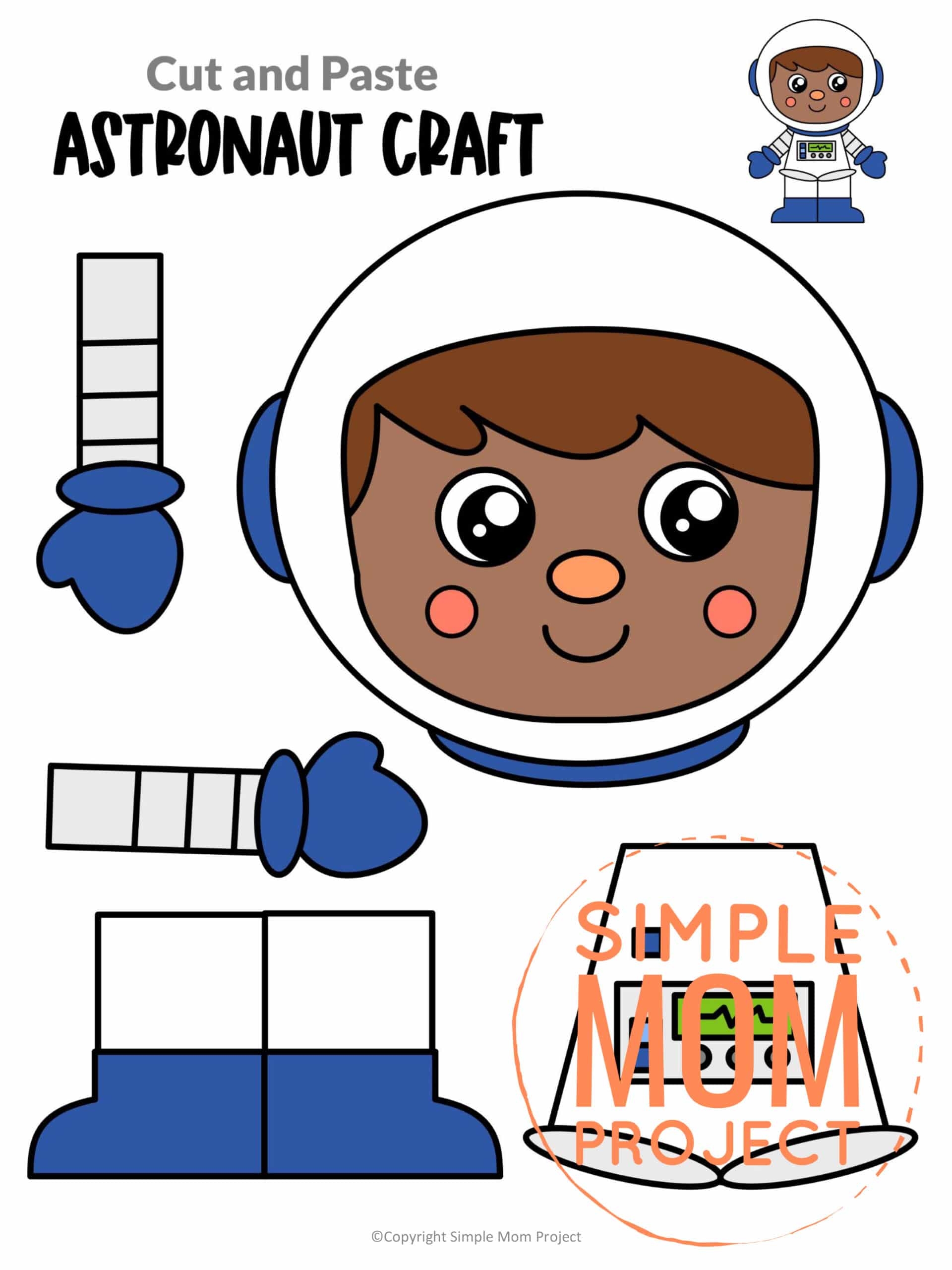 Astronaut Craft With Printable Template Simple Mom Project